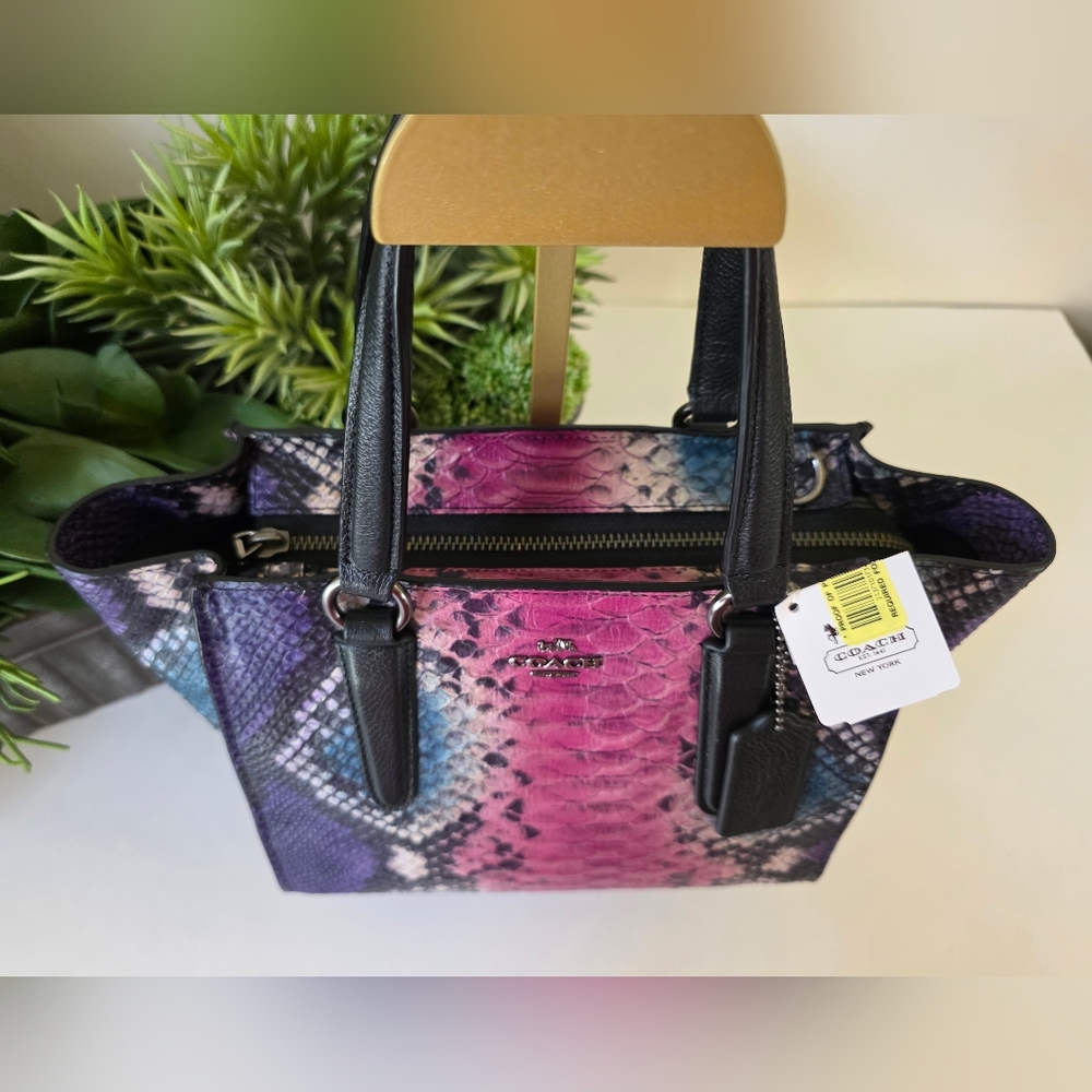 Coach Crosby Python Multi Color Satchel Snakeskin… - image 5